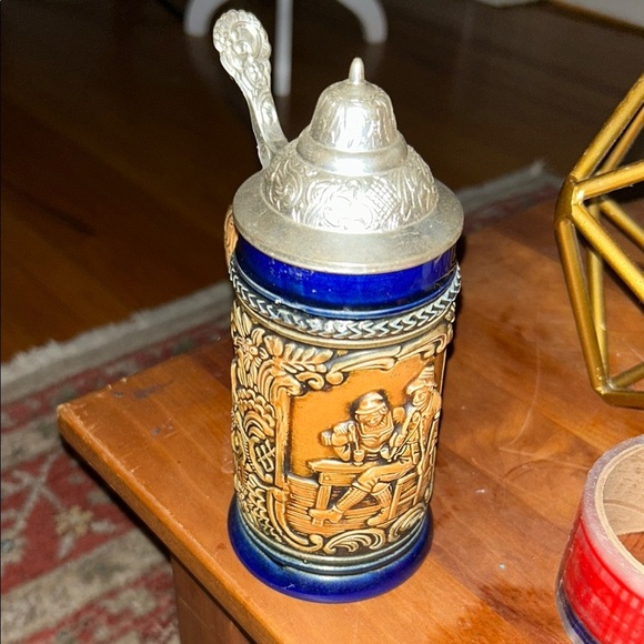 Vintage Other - Vintage German Beer Stein with Blue and Gold Accents